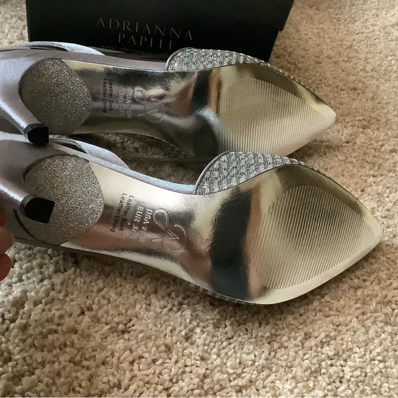 NWB Adrianna Papell Houston Silver Crystals Sling Back Pumps, size 7.5M - Picture 8 of 9
